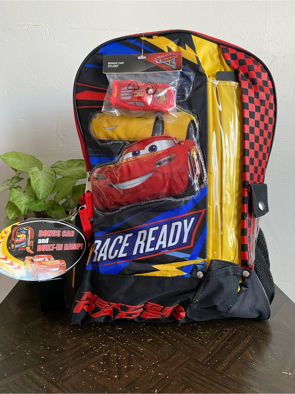 Disney Pixar Cars "Race Ready" Kids Backpack - Red, Yellow, Blue O/S